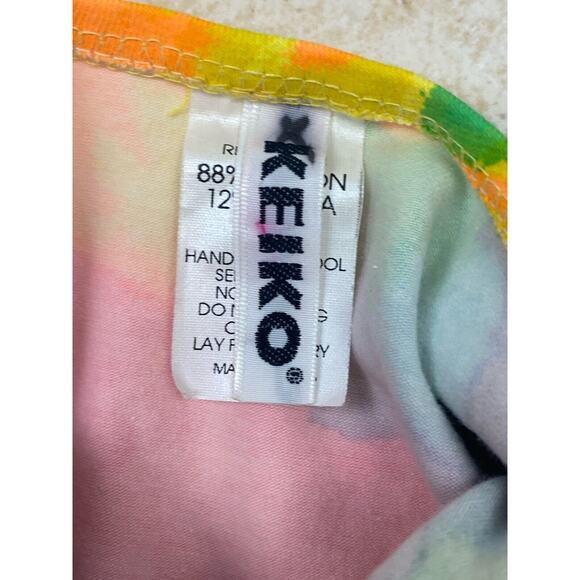 Keiko VTG Pink One Piece Swimsuit Skirt Set Abstract Colorful Vibrant Sz L - Picture 4 of 16